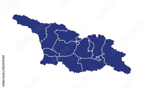 Georgia Map Blue Administrative White Isolated Background