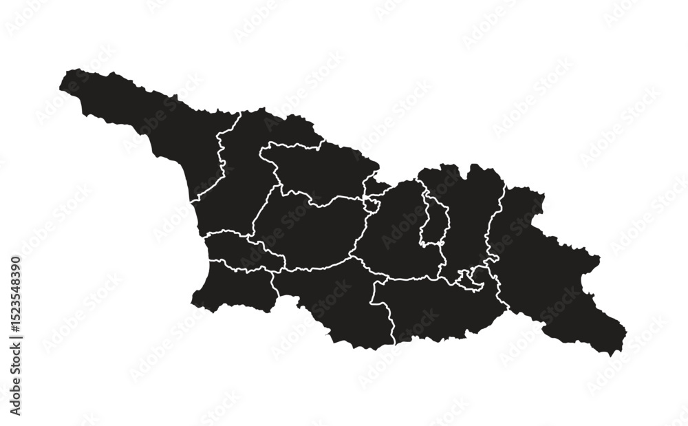 Fototapeta premium Georgia Map Black Administrative White Isolated Background