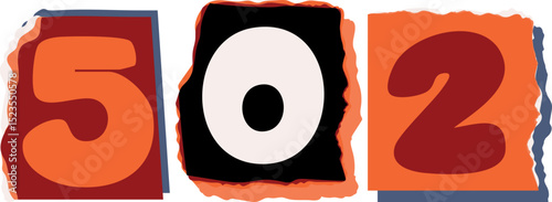 502 Retro torn paper number Design art