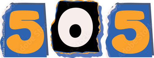 505 Retro torn paper number Design art