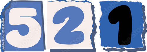 521 Retro torn paper number Design art