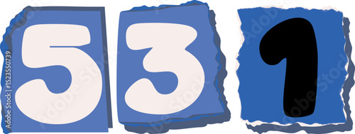 531 Retro torn paper number Design art