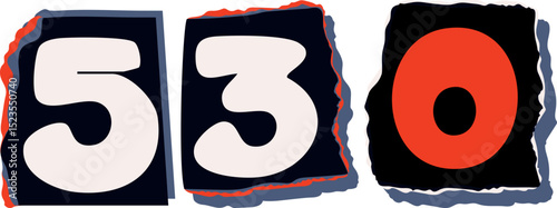 530 Retro torn paper number Design art