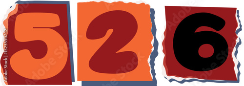 526 Retro torn paper number Design art