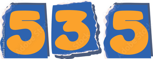535 Retro torn paper number Design art