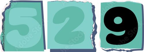 529 Retro torn paper number Design art