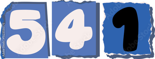 541 Retro torn paper number Design art
