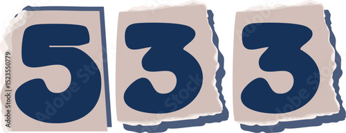 533 Retro torn paper number Design art