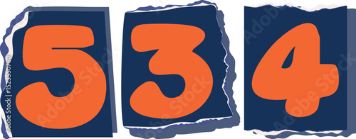 534 Retro torn paper number Design art