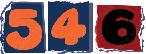 546 Retro torn paper number Design art