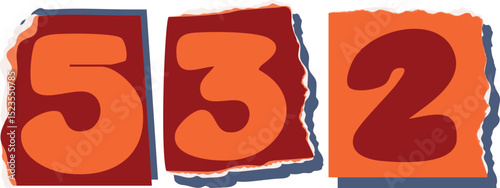 532 Retro torn paper number Design art