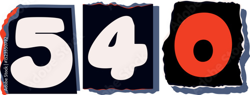 540 Retro torn paper number Design art