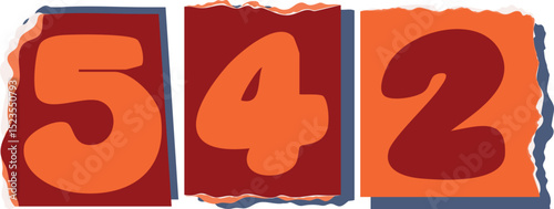 542 Retro torn paper number Design art