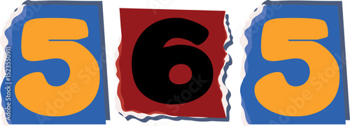 565 Retro torn paper number Design art