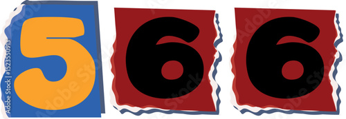 566 Retro torn paper number Design art