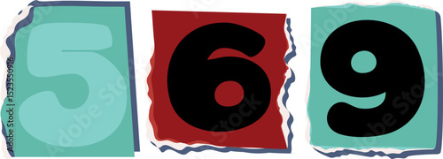 569 Retro torn paper number Design art