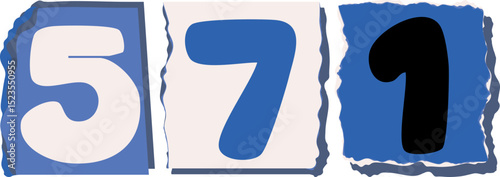 571 Retro torn paper number Design art