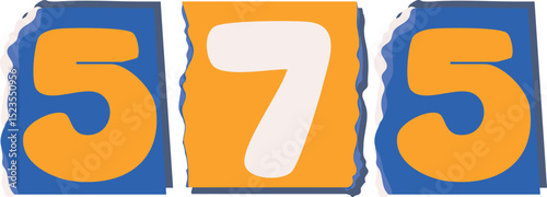 575 Retro torn paper number Design art