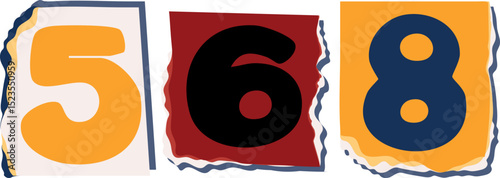 568 Retro torn paper number Design art