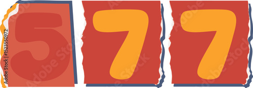 577 Retro torn paper number Design art