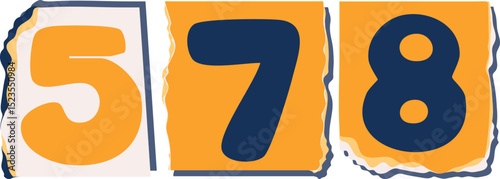 578 Retro torn paper number Design art