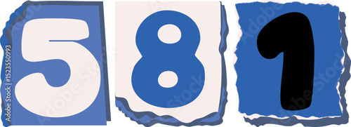 581 Retro torn paper number Design art