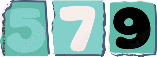 579 Retro torn paper number Design art