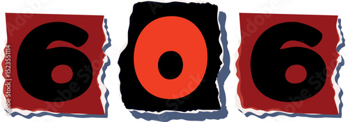 606 Retro torn paper number Design art