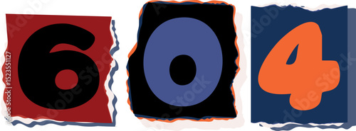 604 Retro torn paper number Design art