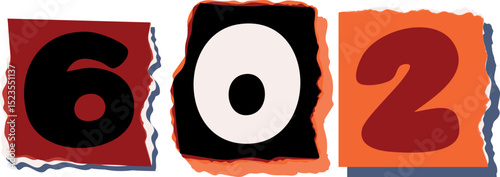 602 Retro torn paper number Design art