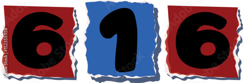 616 Retro torn paper number Design art