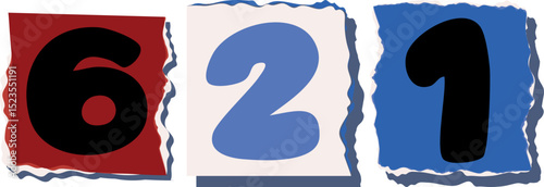 621 Retro torn paper number Design art