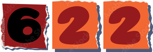 622 Retro torn paper number Design art