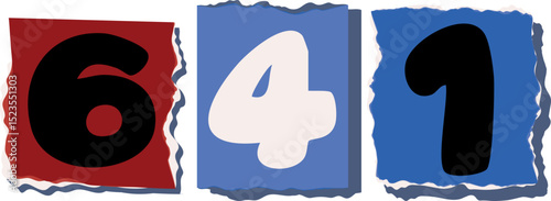 641 Retro torn paper number Design art