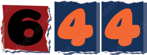 644 Retro torn paper number Design art