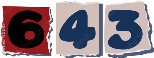 643 Retro torn paper number Design art