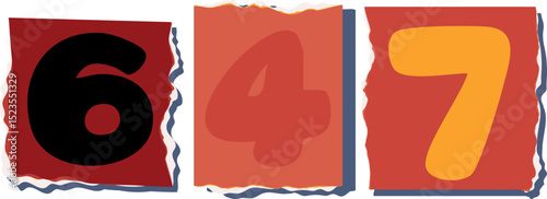 647 Retro torn paper number Design art