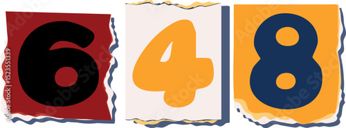 648 Retro torn paper number Design art