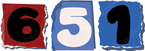 651 Retro torn paper number Design art