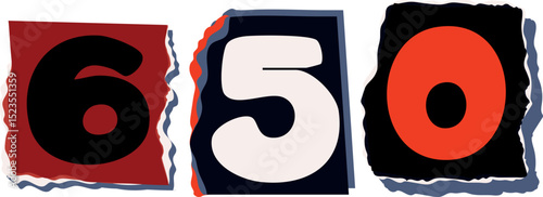 650 Retro torn paper number Design art