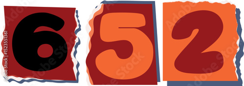 652 Retro torn paper number Design art