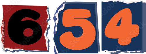 654 Retro torn paper number Design art