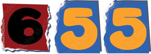 655 Retro torn paper number Design art