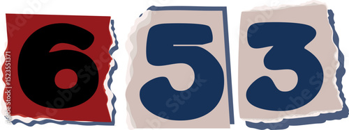 653 Retro torn paper number Design art