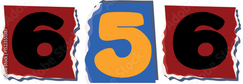 656 Retro torn paper number Design art