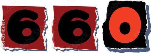 660 Retro torn paper number Design art