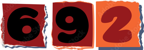 692 Retro torn paper number Design art