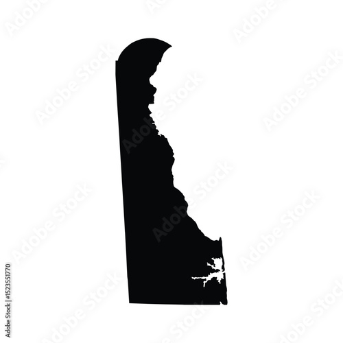 Delaware Map Black Administrative White Isolated Background