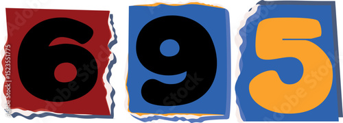 695 Retro torn paper number Design art