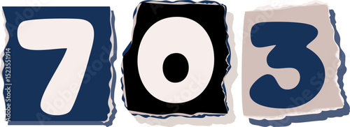 703 Retro torn paper number Design art